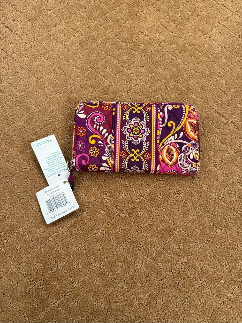 Vera Bradley Safari Sunset Purple Floral Accordion Wallet Zip Around NWT - Picture 6 of 8